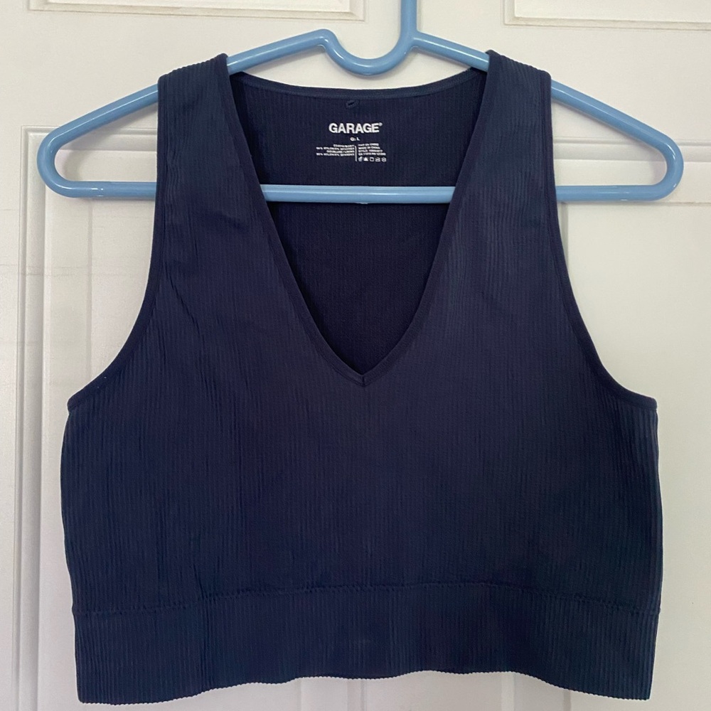Navy blue garage tank top
